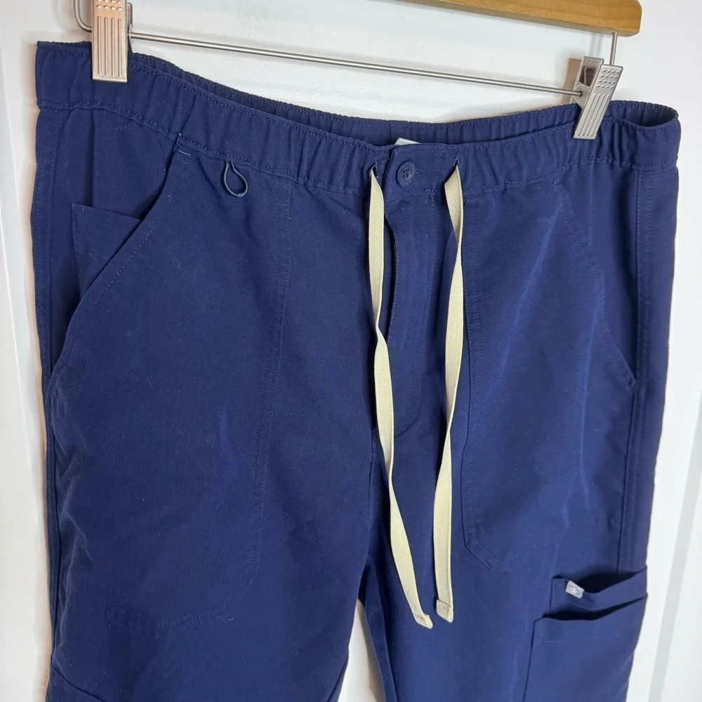 Figs Cairo Cargo Scrub Straight Leg Pants Drawstring Navy Blue Size Medium Short